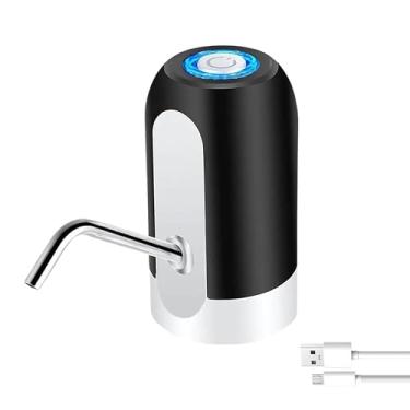 Imagem de Torneira Dispenser Bomba Elétrica Bebedouro Portátil Para Galão De Água Mineral De 5 a 20 Litros USB Recarregável Com Bateria De Longa Duração Praticidade Economia Para Seu Dia a Dia (Na Cor Preta)