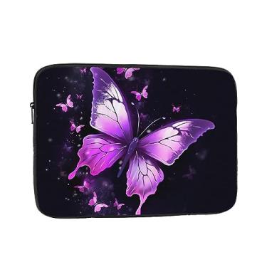 Imagem de Capa para laptop, borboleta, roxa, bolsa de transporte para computador, capa protetora para notebook de 17 polegadas