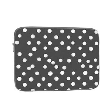 Imagem de Capa para laptop preta e branca com bolinhas, bolsa de transporte para computador, capa protetora para notebook de 10 polegadas