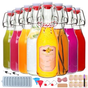Imagem de Brajttt Conjunto de 8, garrafas de vidro flip top de 227 g, garrafas de kombucha com tampa hermética, garrafas de vidro com tampa para óleo, cerveja, água com gás, vinagre, limonada, suco, mel