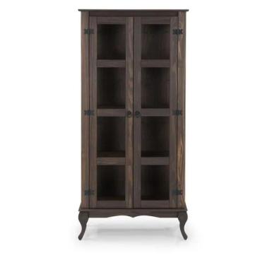 Imagem de Cristaleira 2 portas com vidro lateral - Denk, Imbuia
