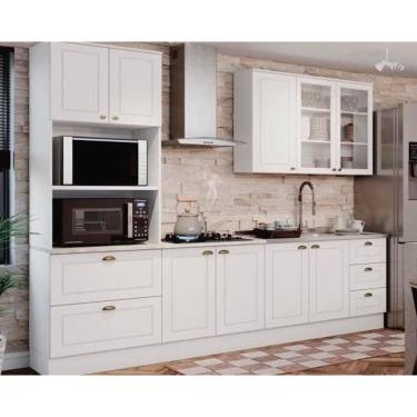 Imagem de Kit Cozinha Modulada 5 Peças Americana (1Aéreo+2Balcões+1Paneleiro+1Complemento) s/Pia CZ127 Branco - Henn