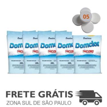 Imagem de Kit 05 Pastilhas de Piscina Tricloro Desinfetante de 200 Gr - Domclor