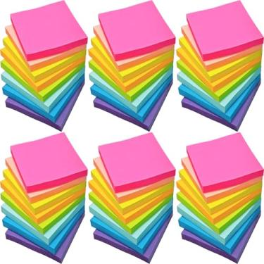 Imagem de Pacote com 48 2400 folhas, notas adesivas de 7,5 x 7,6 cm, notas coloridas em massa, 8 cores, blocos de notas adesivas para escritório, escola e suprimentos domésticos, 50 folhas/bloco
