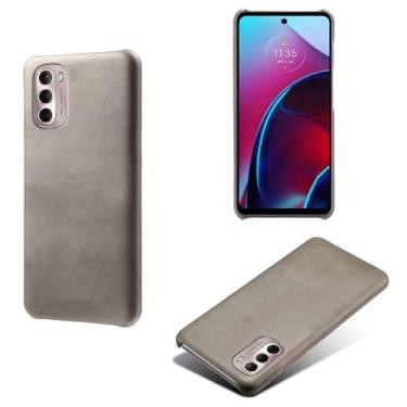 Imagem de Capa para MOTO G Stylus 2022,Proteção contra quedas,Casca de volta de cor sólida simples,Design de couro de imitação de plástico-Gray