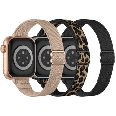 Imagem de Pulseira fina elástica compatível com Apple Watch séries 10, 9, 8, 7, 6, 5, 4, 3, Ultra, SE 2 1 de 40 mm, 41 mm, 42 mm, 38 mm, 44 mm, 45 mm, 46 mm, 49 mm, Ultra, SE 2 1