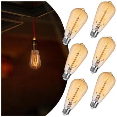 Imagem de Lâmpada LED Edison Brighfivey Vintage Amber 4W 2000K E26, pacote com 6