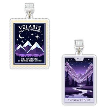 Imagem de Conjunto de 2 peças Velaris City of Starlight, pingentes Kindle The Night Court, pingente de plugue de poeira ACOTAR 1,5 polegadas Clube do livro, leitor ávido, relâmpago de fantasia/acessórios de