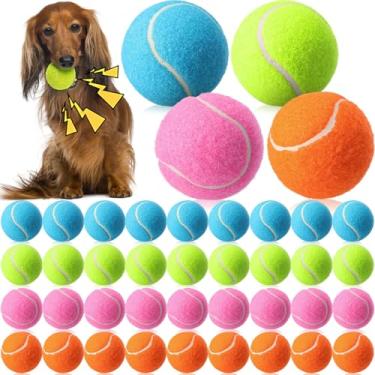 Imagem de Skylety 40 bolas de tênis de 6,3 cm a granel para cães, brinquedos interativos para prática de animais de estimação, bola de tênis, fácil de buscar, para exercícios de treinamento de filhotes pequenos