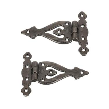 Imagem de SKANDH Dobradiça triangular de ferro | Dobradiças decorativas | Acabamento em estanho antigo para portas de celeiro, portões, armários de cozinha, galpões, caixa de madeira, móveis, baú de cedro e