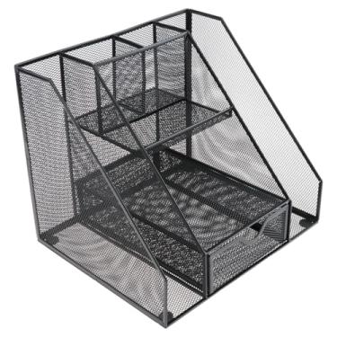Imagem de MotiveTech Organizador de Arquivos de Mesa, Suporte para Arquivos, Independente, Organizador de Espaço de Trabalho, Suporte para Documentos, Suporte Vertical Par, Gaveta no meio, Tamanho real