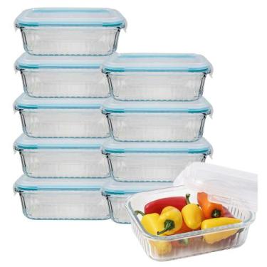 Imagem de Pote Vidro Canelado Pequeno 370ML Tampa Hermética Não Vaza 9Uni - Belo