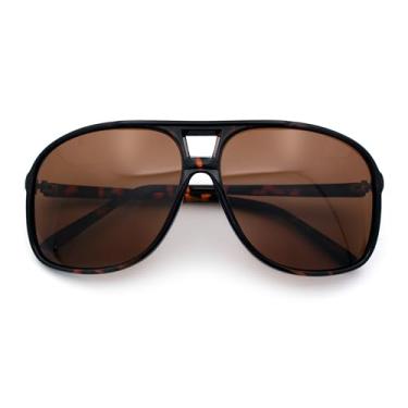 Imagem de SA106 Óculos de sol masculinos antirreflexo polarizado piloto plástico, Tortoise Brown, One Size