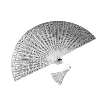 Imagem de oshhni Ventilador de mão totalmente metálico para mulheres e homens, portátil, elegante, design simples, dobrável, forte e resistente para escalada ao ar