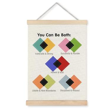 Imagem de ignytiger Pôster de arte de parede You Can Be Both emoldurado, decoração de escritório de terapia, impressões de arte de parede em tela de saúde mental para decoração de escritório de conselheiro