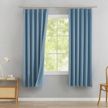Imagem de DONREN Cortinas blackout plissadas Dusty Blue com aba traseira 101,6 cm L x 183 cm C