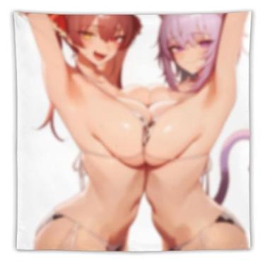Imagem de LIEGBMEU Sexy Bikini Hot Anime Girl Tapeçaria 152.4 cm x 152.4 cm Interior Exterior Wall Quilt Art Decoração de Tapeçaria Caprichosa, AD04