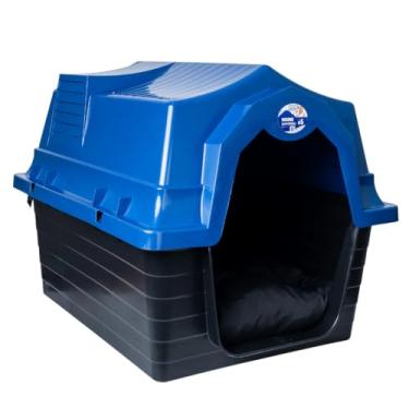 Imagem de Casinha Para Cachorro N5 Com Colchonete(Azul,N4-50CM)