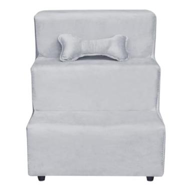 Imagem de Escadinha para Pet 3 Degraus Gato e Cachorro,rampa para pet subir na cama(Cinza-Claro)