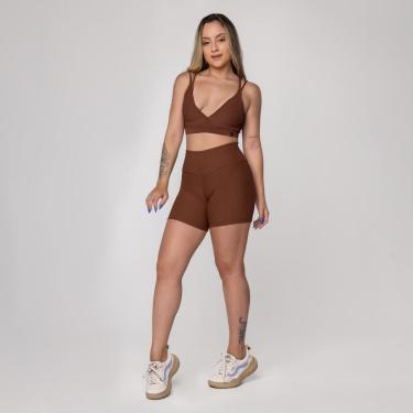 Imagem de Conjunto Fitness Feminino Short e Top Bojo Textura Canelado-Feminino