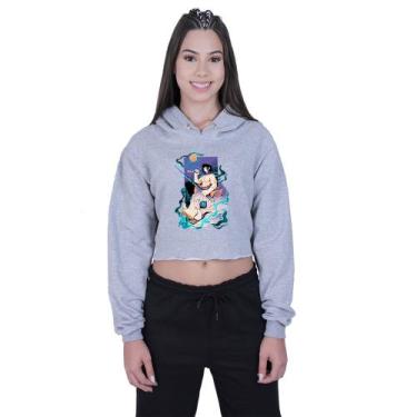 Imagem de Cropped Moletom Feminino Inosuke Hashibira Demon Slayer - Lafre, Cinza