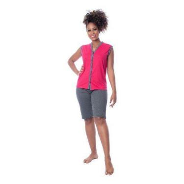 Imagem de Kit Pijama Aberto Pijama de Botão Verão + Sutiã Amamentação Renda - So