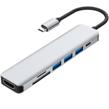 Imagem de Hub Adaptador USB-C 7 em 1 Multifuncional HDMI 4K + Micro SD USB 3.0 1x USB-C PD cartão SD.