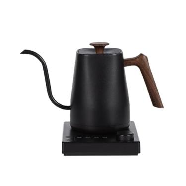 Imagem de Fenteer Chaleira elétrica de aquecimento rápido, 1000 W, proteção contra fervura a seco, caldeira de água quente de aço inoxidável de 0,8 L para café, chá, Grão de Madeira Preta