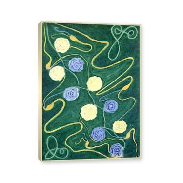 Imagem de NHLDZYH Moldura de champanhe. Pôster Hilma Af Klint, (Caos Primordial, nº 14), reproduções de pinturas famosas, imagem de arte abstrata para sala de estar, quarto, decoração de casa. 70 x 98 cm - 27,5