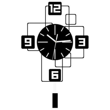 Imagem de WeiLaiKeQi Relógio de parede com pêndulo oscilante sem -taque, relógio de pendurar moderno e silencioso para hotel, escola, quarto, casa de fazenda, Preto 25cmx40cm