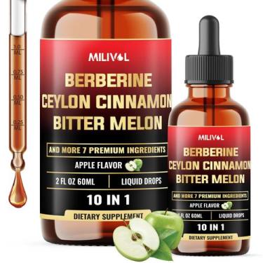 Imagem de Suplemento MILIVOL Liquid Drops Berberine 60mL com canela