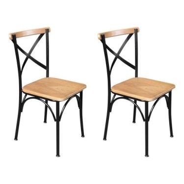 Imagem de Kit 2 Cadeiras De Jantar Industrial Paris Base Alumínio - Natural - Be