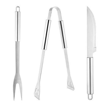Imagem de Conjunto Churrasco Inox Faca Garfo Trinchante Pegador - CLINK
