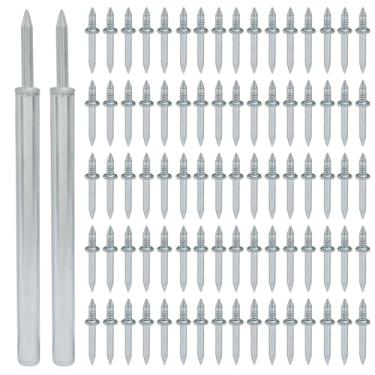 Imagem de Murtenze 200 peças de fio de rodapé de cabeça dupla sem costura, linha de rodapé de pregos de cabeça dupla, parafusos invisíveis para rodapé de madeira maciça (com 2 barris de instalação)