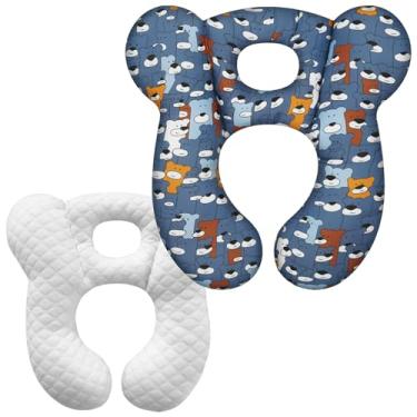 Imagem de Travesseiro de viagem para bebês, macio e adequado para a pele para assento de carro, carrinho de bebê e carrinho de bebê (urso azul)