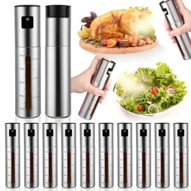 Imagem de LemonRoad 12 unidades de pulverizador de azeite de oliva para cozinhar, frasco de spray de óleo de cozinha de aço inoxidável de 100 ml com funil e escova para cozinha, salada, churrasco, fritadeira a