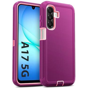 Imagem de Jelanry Capa para Samsung Galaxy A17 5G, resistente e resistente, com camada dupla à prova de choque, proteção contra quedas com porta antipoeira/arranhões, fosca, capa traseira para Samsung A17 de
