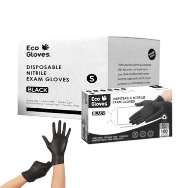 Imagem de Luvas descartáveis para exame de nitrilo pretas (5 mil) | Sem látex, sem pó | Para serviço de alimentação, mecânico, tatuagem, médico, limpeza (100, grande)