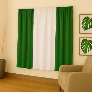 Imagem de Cortina Decorativa em Malha Gel, 2,00x1,70m, Poliéster, para Sala, Quarto e Escritório (VERDE/BRANCO)