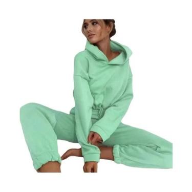 Imagem de Conjunto De Moletom Feminino Oversized De Inverno Em Duas Peças, Hoodi