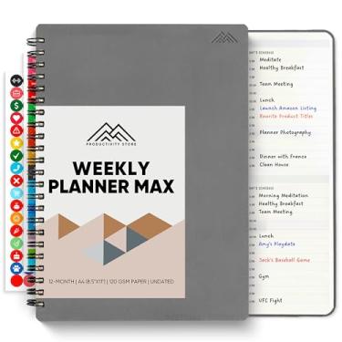 Imagem de Agenda 2025. Planejador semanal, mensal e diário espiral de 21,6 cm x 28 cm - Organize todas as 52 semanas - aumente a produtividade e organize-se - Loja de produtividade (cinza)