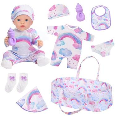 Imagem de Roupas de boneca Reborn com berço para bebês de 43 a 56 cm - Ecore Fun