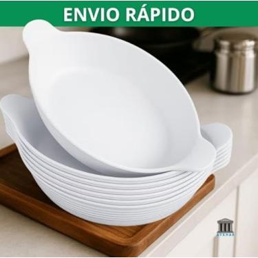 Imagem de Conjunto de Tigelas Brancas em Formato de Barco, Petisqueiras Decorativas, 10 unidades.