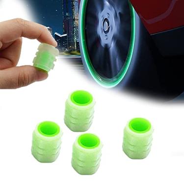 Imagem de Tampas de válvula de pneu de carro fluorescentes universais Coringa luminosa tampa de ar do pneu acessórios externos do carro luzes de LED que brilham no escuro brilhante tampas de haste de válvula de