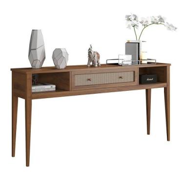 Imagem de Aparador em Madeira Maciça 1 Gaveta e 2 Nichos Viena Amêndoa - Apaixon