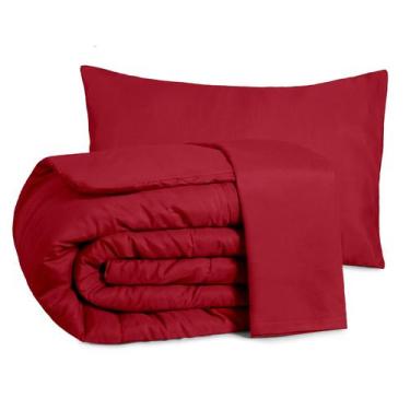 Imagem de Kit Edredom Casal Queen 3 Peças Margarida Cama Box - Mr Dias, Vermelho