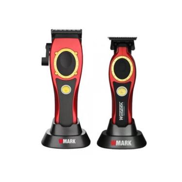 Imagem de Kit 2 Maquina de Cabelo Corte Wmark NG 7030 + Acab. NG 7230, Vermelho