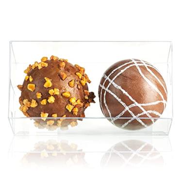 Imagem de JCXGRVC Pacote com 45 caixas transparentes de trufas de 7,5 x 3,5 x 3,5 cm, caixas de chocolate, caixa de presente de doces, embalagens pequenas de trufas de padaria, para 2 trufas, casamentos