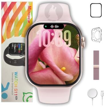Imagem de MICROWEAR S11 PRO Smartwatch Serie 11 Lançamento25/26 Amoled Whatsapp Relogio Masculino e feminino Digital 47mm NFC Chatgpt Gps Decibeis Ip68 +Brindes (Rose)
