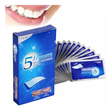 Imagem de Fitas Branqueadoras de Dentes 5D White, Tiras de Clareamento Dental com Sabor Menta, Refrescante e Confortável 7 envelopes contendo 14 fitas